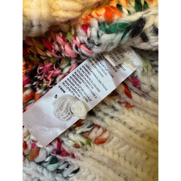 Anthropologie Chunky Knit Striped Sweater Wool Alpaca Blend Pink Blue XS - Picture 7 of 10